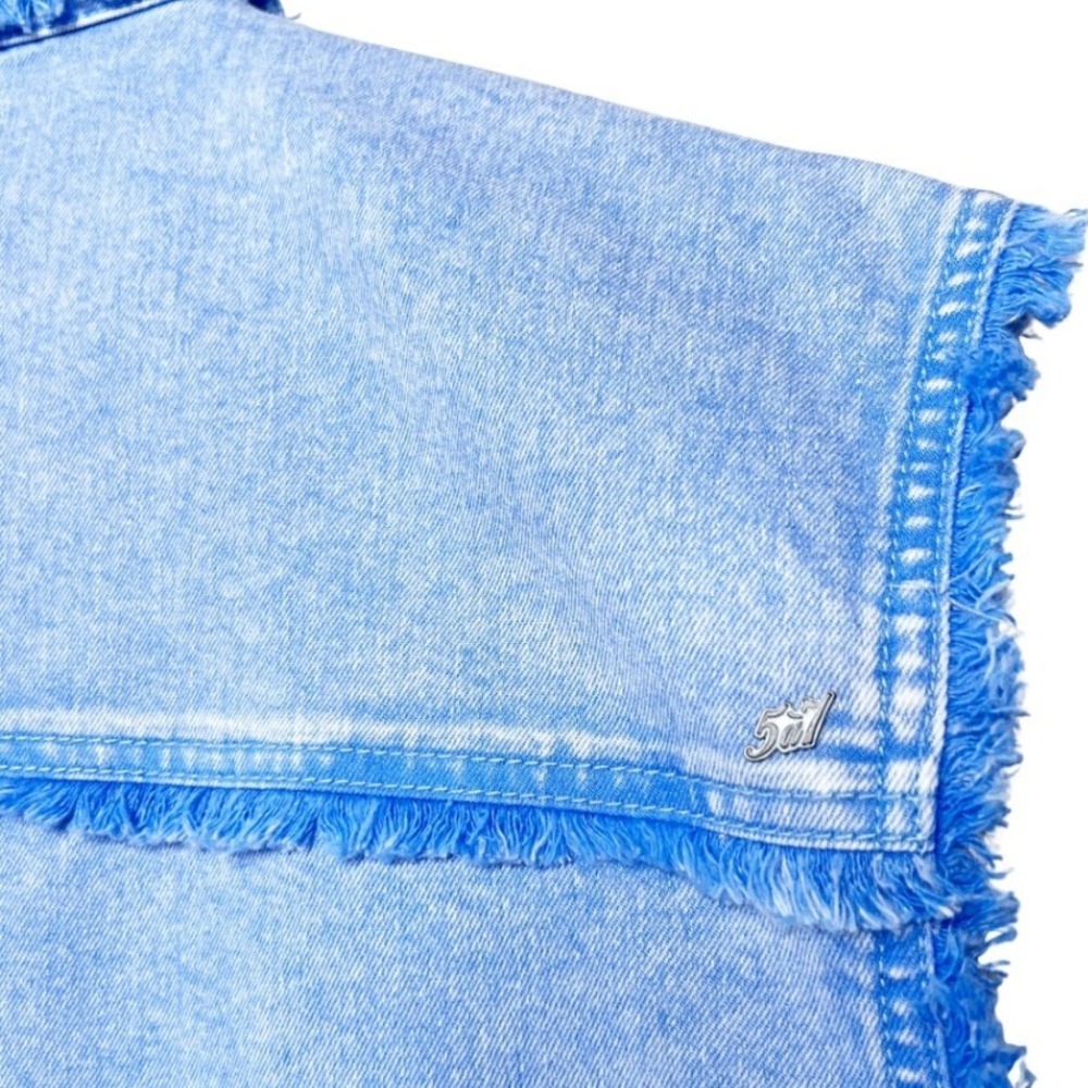 Cinq a Sept Tours Les Jours Vera Blue Denim Fringe Utility Cargo Vest Size XL - Picture 5 of 8